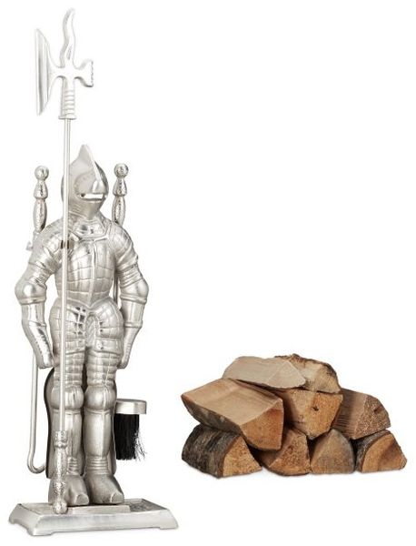 Relaxdays Kaminbesteck Ritter Gusseisen 4 teilig