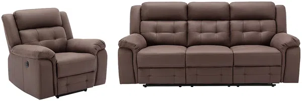 Vente-unique - ORTIANO Sofa and armchair set StoffStoff Braun - B 97 cm x H 102 cm x L 103 cm223 cm Bild 3