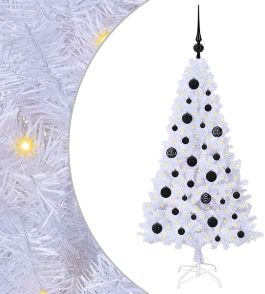 vidaXL Künstlicher Weihnachtsbaum Weiß 120 cm PVC und Stahl 3426750