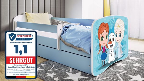 Raumhirsch Furniture Kinderbett 70x140, 80x160, 80x180 cm - Komplettset mit Matratze & Schublade (Bett für Mädchen, Einzelbett Kinder 2–12, mit Rausfallschutz & Lattenrost), verschiedene Farben & Designs