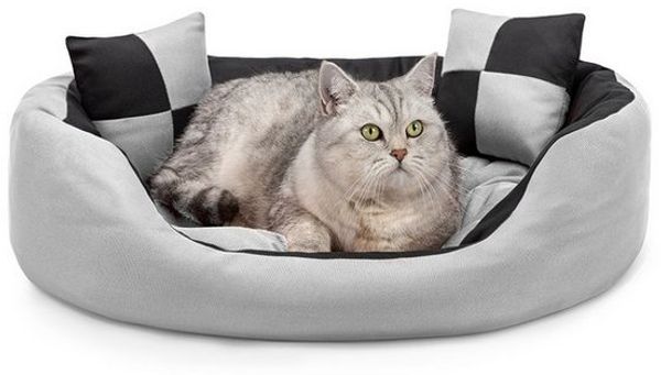 lionto Tierbett für Katzen, 4-in-1 Katzenbettchen wendbar, wasserabweisendes Textil, modern, wendbar, kratzfest & pflegeleicht