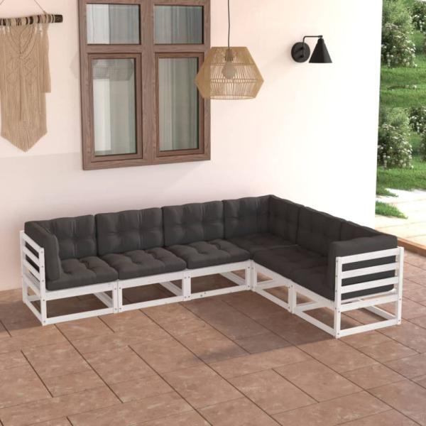 vidaXL 6-tlg. Garten-Lounge-Set mit Kissen Massivholz Kiefer 3076785