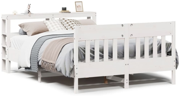 vidaXL Massivholzbett ohne Matratze Weiß 140x190 cm Kiefernholz 3306277