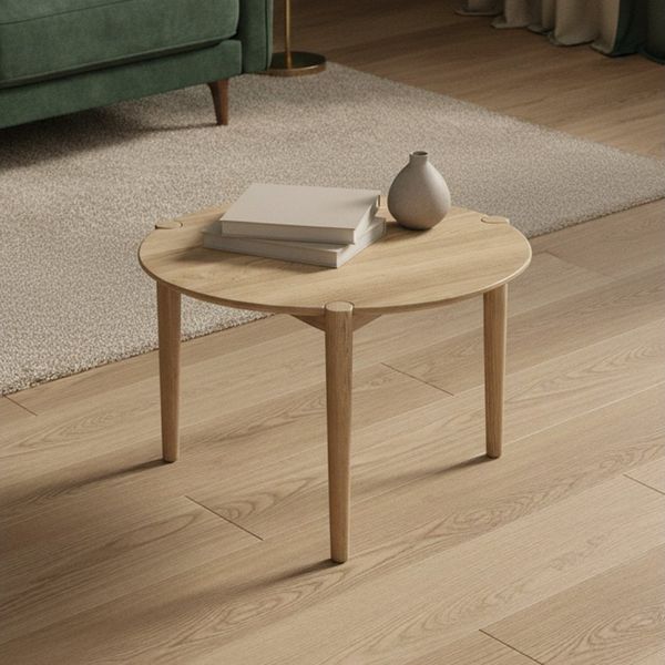 skølm 'Åsarna' Couchtisch, Massivholz Eiche, natur geölt, Ø55 cm, Beistelltisch für Wohnzimmer