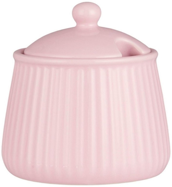 Ib Laursen - Zuckerdose Zuckerschale Mynte Rillen Keramik 2028 rosa 07