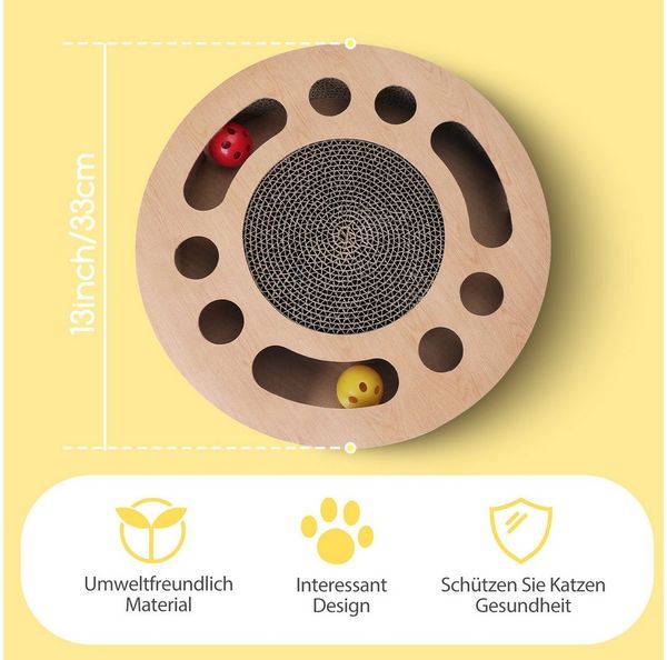 nobleza Kratzpappe Katzenspielzeug Interaktives mit 2 Klingelballs Bild 2