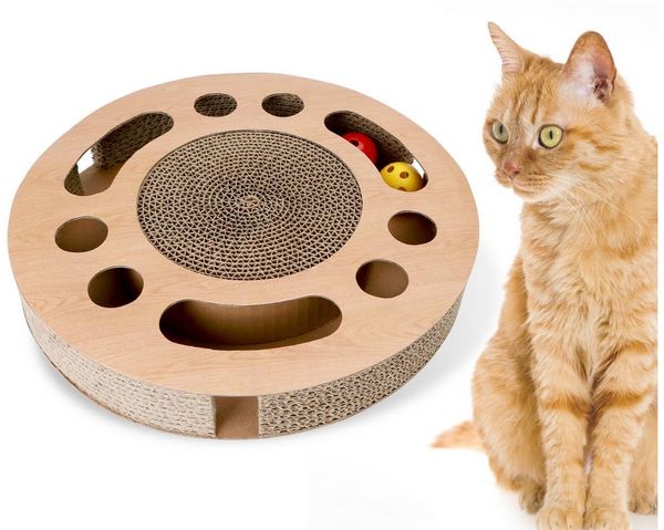 nobleza Kratzpappe Katzenspielzeug Interaktives mit 2 Klingelballs