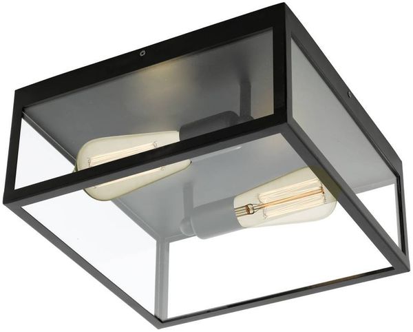 Eglo 49392 Deckenleuchte CHARTERHOUSE Stahl schwarz, Glas klar E27 max. 2X40W H:16cm L:36cm B:36cm dimmbar Bild 2