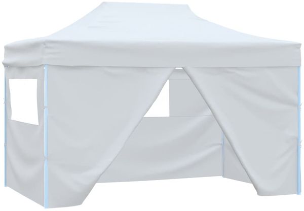 vidaXL Profi-Partyzelt Faltbar mit 4 Seitenwänden 280x410x315 cm Stahl Weiß 48900