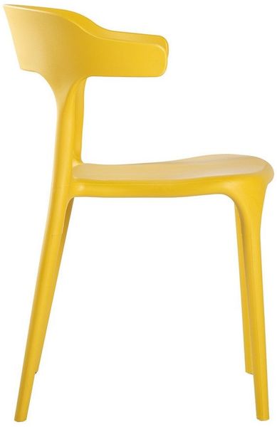 Lüllmann Besucherstuhl Stapelbarer Designstuhl mit Armlehnen, Farbe sonnengelb (1, 1 St), Designerstuhl aus Kunststoff, robust, pflegeleicht