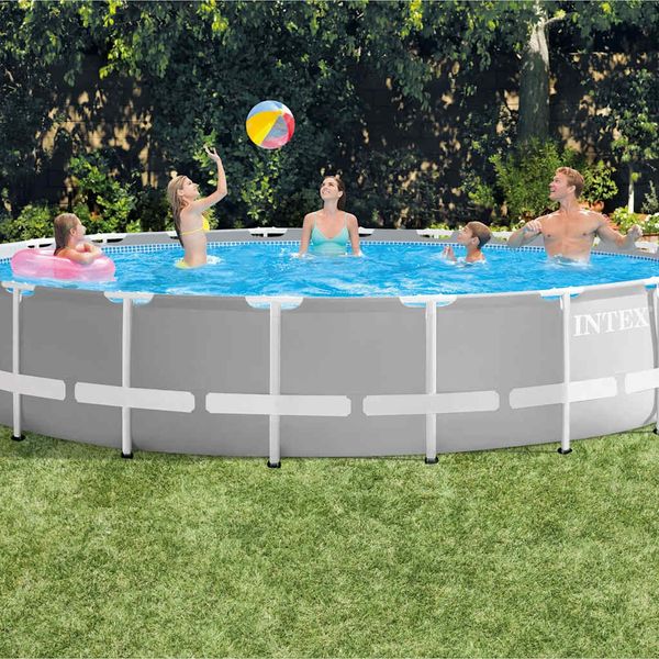 INTEX 'Prism' Frame Pool, 1x Pool, 1x Filterpumpe, 1x Sicherheitsleiter, 1x Poolplane, 1x Bodenplane, 610x132 cm