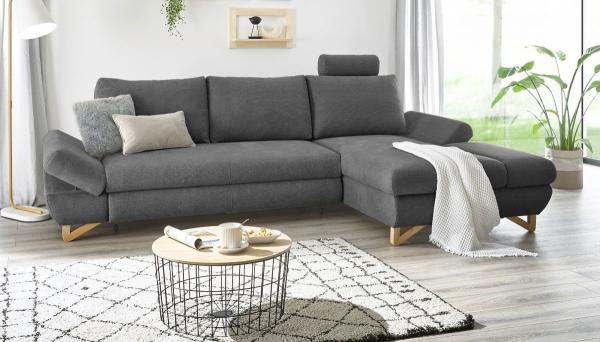 Ecksofa Skalm in grau mit Bettfunktion 284 cm