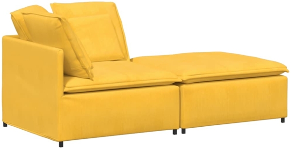 vidaXL Modulares Sofa mit Fußhocker Kissen Cordstoff Hellgelb 3321233