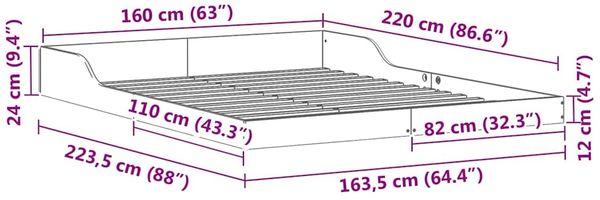 vidaXL Bettrahmen Braun 160 x 220 cm Massives Kiefernholz 873376 Bild 10
