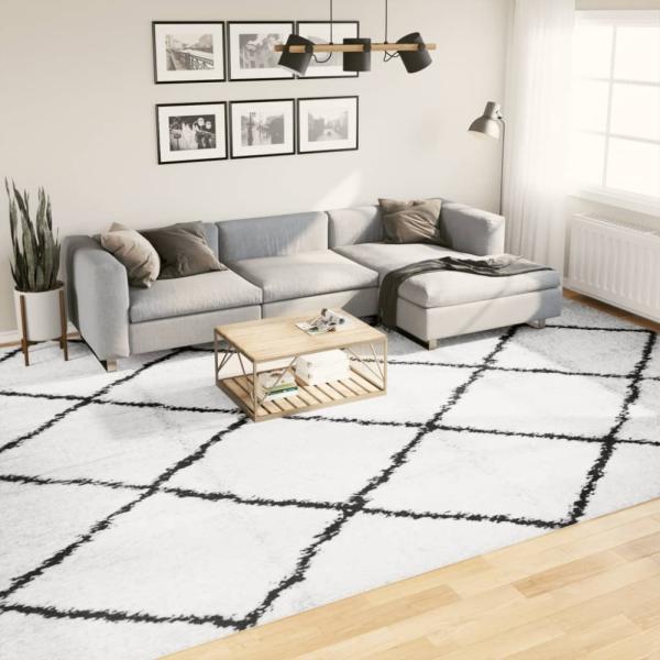 vidaXL Shaggy-Teppich PAMPLONA Hochflor Modern Creme Schwarz 300x400cm 375374