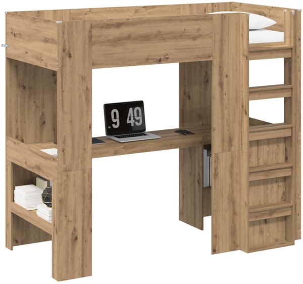 vidaXL Etagenbettgestell mit Schreibtisch Artisan-Eiche 80x200 cm 3410466