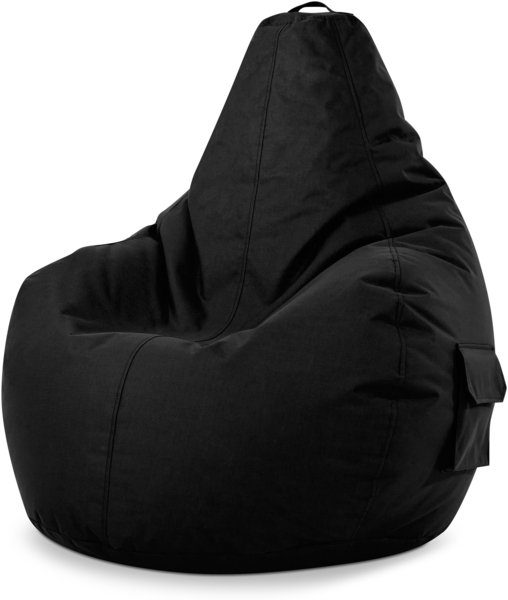Green Bean® Sitzsack mit Rückenlehne, 230L Füllung waschbar, Polyester-PVC-Stoff schwarz, 80 x 70 x 90 cm