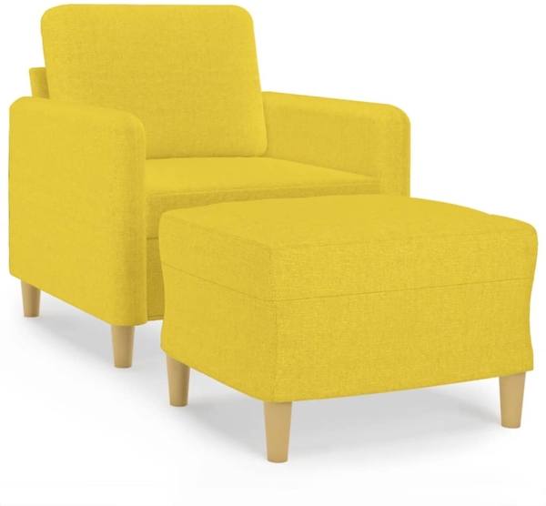 vidaXL Sessel mit Hocker Hellgelb 60 cm Stoff 3201189