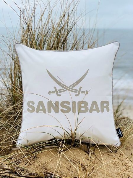 Sansibar Sylt Dekokissen Outdoor Kissen Sansibar (1 Stück), Logodruck, 45x45 cm, Kissenfüllung, Outdoor geeignet, wasser- und schmutzabweisend
