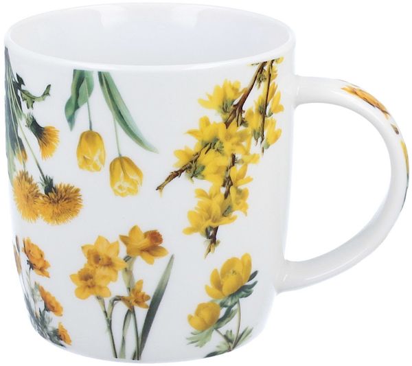 DUO Spring in bloom Becher 400 ml YELLOW FLOWERS in dekorativer Box, New Bone China Porzellan