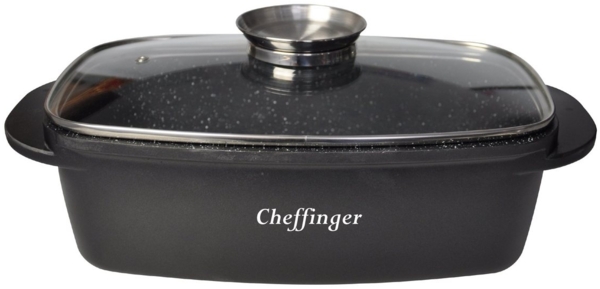 Bräter Pfanne Bratpfanne Schmortopf mit Glasdeckel Induktion 32cm Cheffinger.