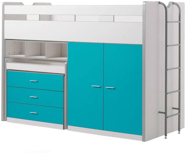 Vipack Hochbett Bonny 150 cm Höhe, türkis 90x200