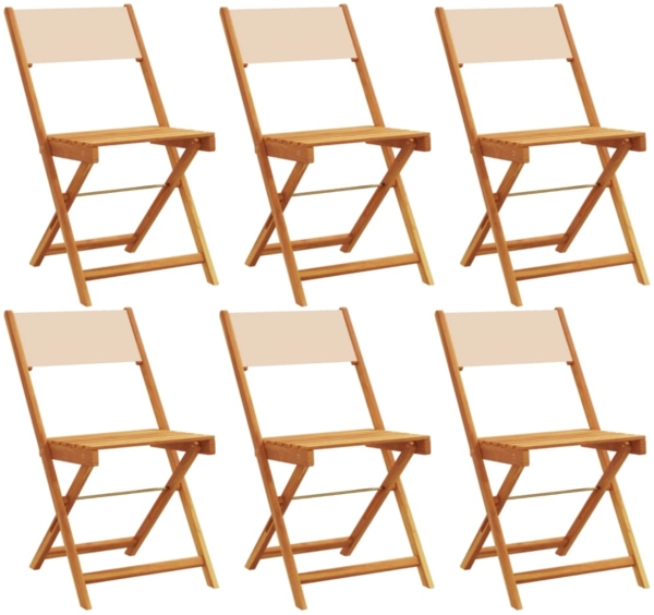 vidaXL Gartenstühle 6 Stk. Klappbar Beige Stoff und Massivholz 3214620
