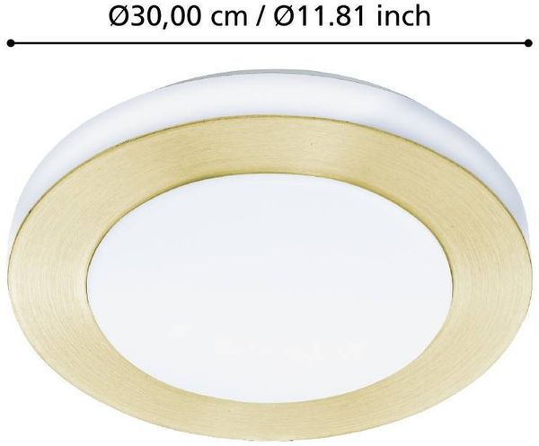 Eglo 900369 Deckenleuchte LED CARPI messing-gebürstet, Kunststoff weiss LED 3X3,6W 3000K Ø30cm