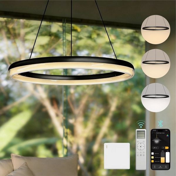 Mai & Mai Pendelleuchte Pendellampe LED-Hängelampe stufenlos dimmbar 3000K–6000K 20W Luvina05, LED-Pendelleuchte, Farbtemperatur von 3000K–6000K