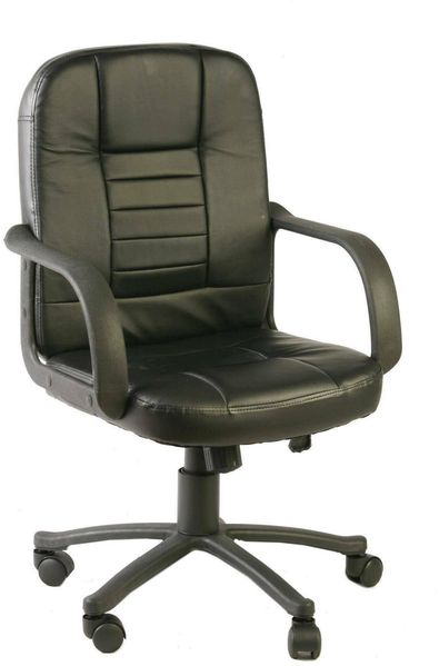 Dmora - Stuhl mit Rädern Shepparton, Chefsessel mit Armlehnen, Ergonomischer Bürostuhl, Schwarz, 56x59h88/99 cm