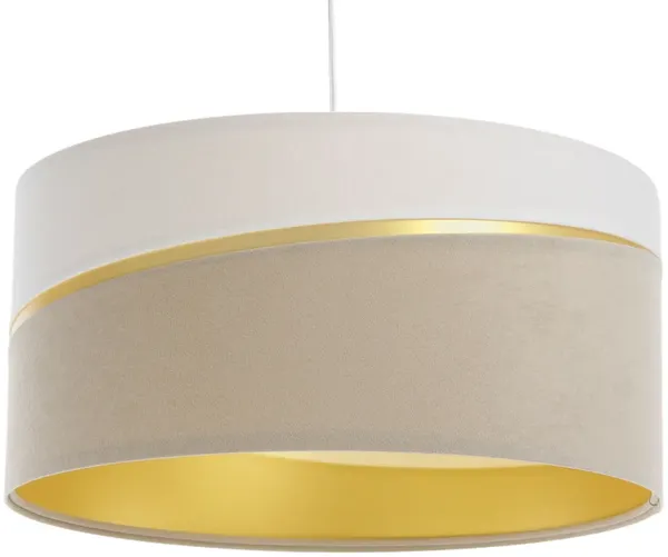 BPS Koncept 01A-018-40 Hängeleuchte SWING Velourss auf PVC-Basis weiß, creme, gold 1xE27 60W H:102 Ø40cm dimmbar