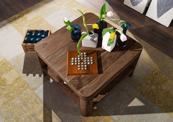 Couchtisch Sheesham 70x70x45 smoked cherry gebeizt TORONTO #106