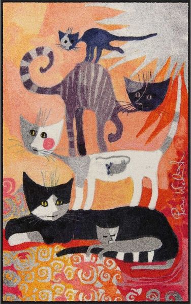 Salonloewe Läufer Fußmatte 75x120 Rosina Wachtmeister Katzenturm orange, Eingangsmatte groß, Höhe: 750 mm