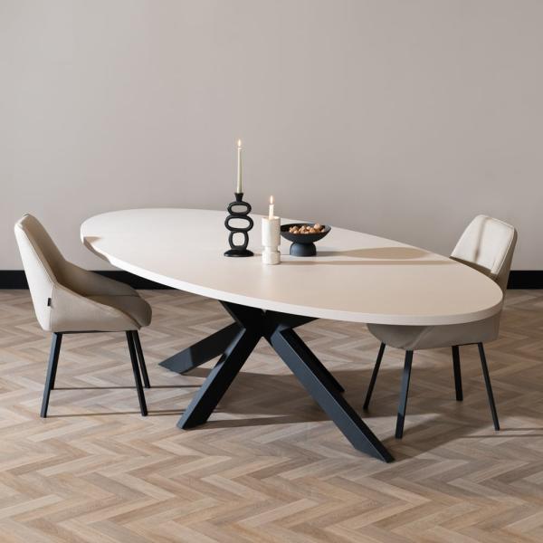 Bronx71 Esstisch Carl dänisch oval beige Melamin 270 x 130 cm