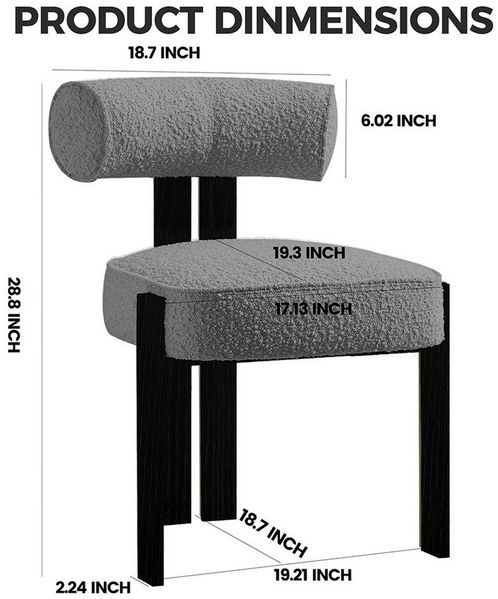 GarveeMore Stuhl Esszimmerstühle Runde Boucle Stühle Polsterstuhl mit Holzgestell, 1 Set bequeme Küchenstühl mit ergonomisch geschwungener Rückenlehne
