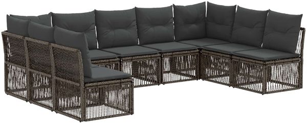 vidaXL Gartensofa-set 9 pcs Grau Poly-Rattan 3434321