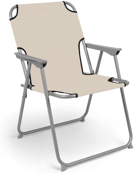 Spetebo Piccolo Campingstuhl - beige - klassischer Gartenstuhl zum Zusammenklappen - Camping Garten Angel Stand Falt Klapp Stuhl