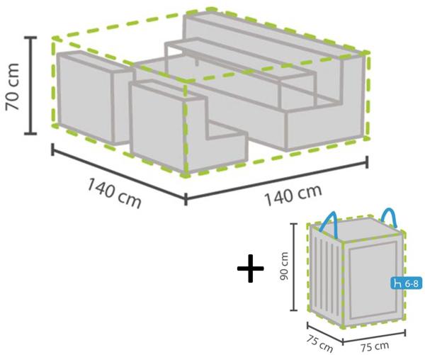 Schutzhülle Abdeckung XS 140x140cm für Garten Lounge Set + Hülle für 6-8 Kissen