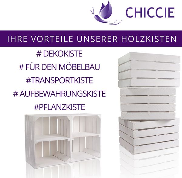 CHICCIE Holzkiste Langes Regal Weiß 50x40x30cm - Kisten Weinkiste (1 St) Bild 4