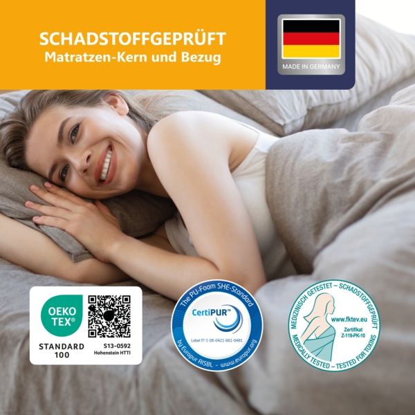 Kaltschaummatratze High Relax ergonomischer Schlaf wie im Luxus-Hotel, Beco, 21 cm hoch, Qualität 100% Made in Germany, 180x200 cm, H3 Bild 4