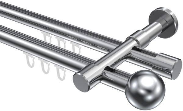 Innenlauf-Gardinenstangen-Set Prestige Luino 120 cm, 2-läufig, 20 mm Ø Chrom Bild 1