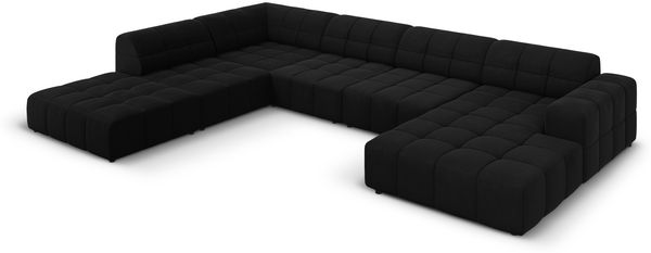 Micadoni Panorama Ecksofa Jennifer 7-Sitzer Links Samt Schwarz Bild 2