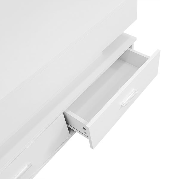 Couchtisch 100x50x44 cm, hydraulisch höhenverstellbar mit LED, Bluetooth-App, 2 Schubladen und verstecktem Stauraum, Weiß Bild 10