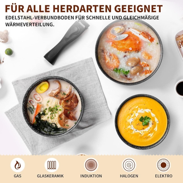 Kochtopf Set 7-tlg. 16+18+20cm abnehmbarer Griff Induktion Antihaft backofenfest Bild 3