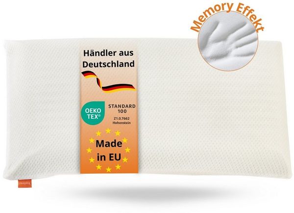 sleepling Kopfkissen orthopädisches Nackenstützkissen, Bezug: Polyester, Rückenschläfer, Seitenschläfer, viscoelastisches Kopfkissen, Memory Foam, waschbar, ÖKOTEX, 40 x 80 cm