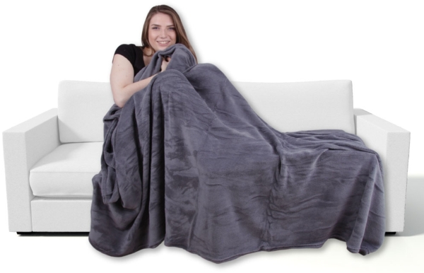 Kuscheldecke supersofte Tagesdecke vielseitig verwendbare Microfaser-Decke, flauschig und anschmiegsam in vielen verschiedenen modischen Farben erhältlich (anthrazit - dunkelgrau / 60x80 cm) Bild 6