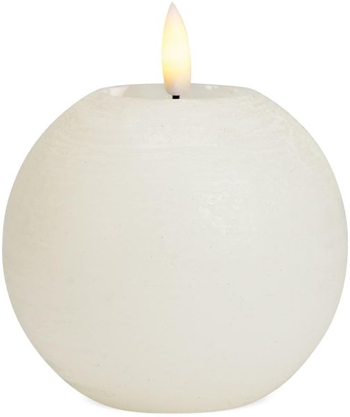 LED Kerzen Kugeln 2er Set aus Echtwachs mit Timerfunktion & inkl. Fernbedienung - Kerzen realistisch flackernde Flamme warmweiß Ø 10x9 cm - Elektrische Wachskerzen in weiß als gemütliche Tischdeko