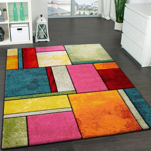 Paco Home Teppich Brilliance 661, rechteckig, Höhe: 18 mm, Kurzflor, modernes 3D-Patchwork Design