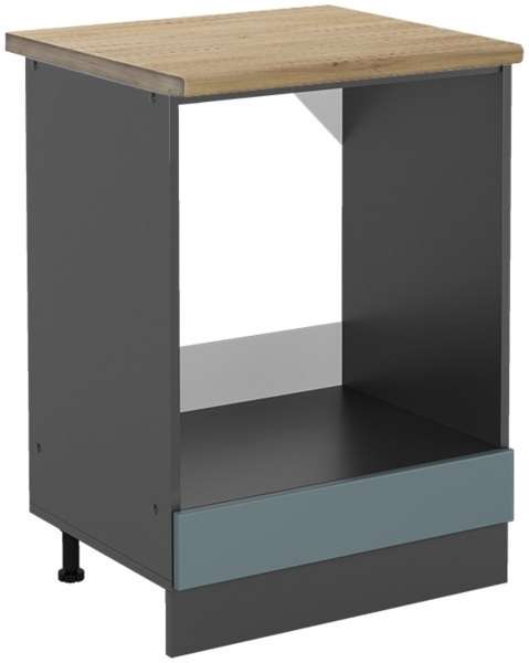 Herdumbauschrank R-Line Blau-Grau 60 cm , AP Eiche Vicco