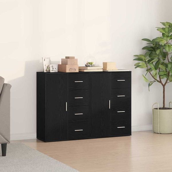 vidaXL Sideboard 2 pcs Schwarz Eichen-Optik 60 x 31 x 84 cm 3334313